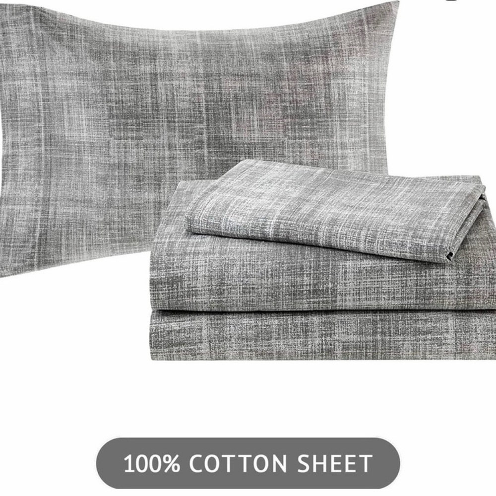 Madison Park Gray Textured Cotton Sheet Set King